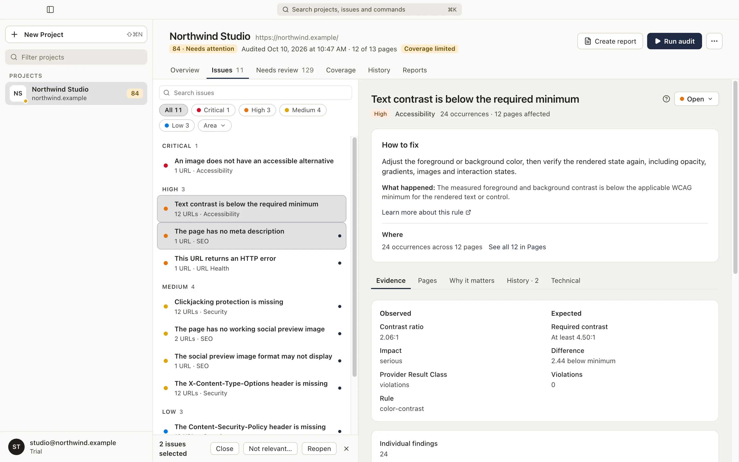 Several selected issues with the bar to change their status at once.