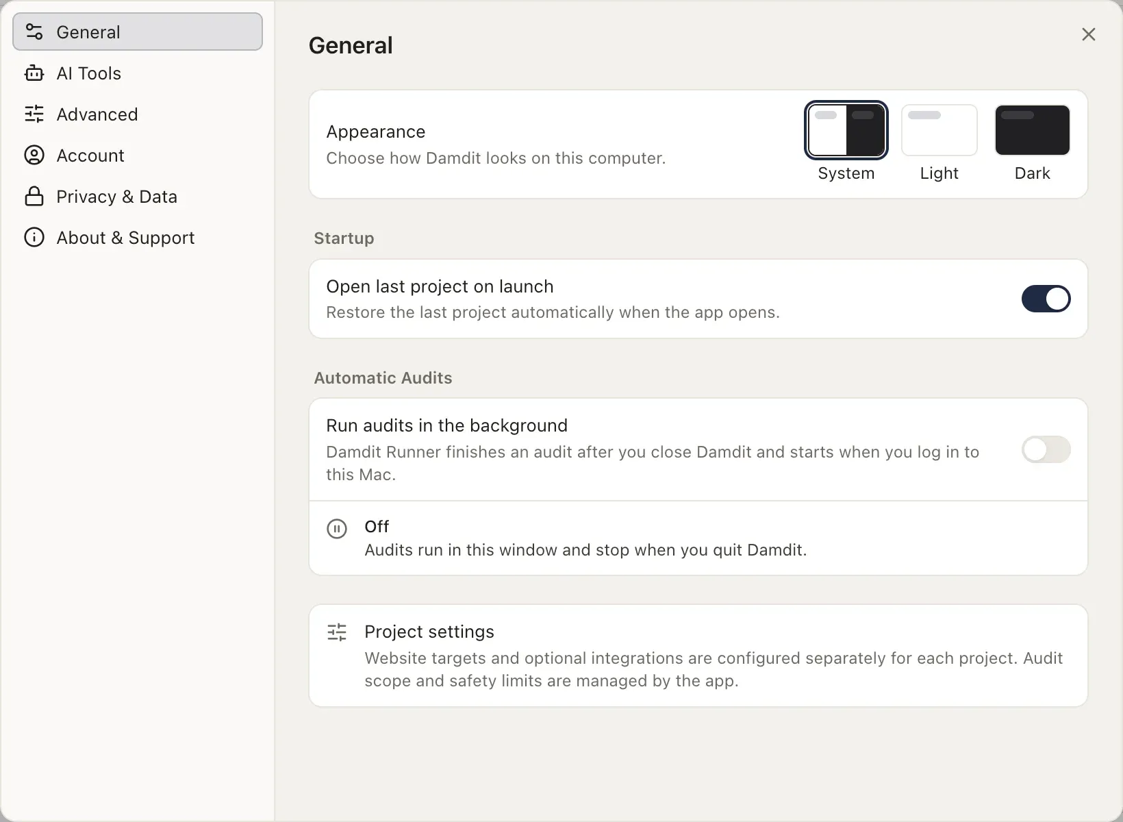 Settings → General.